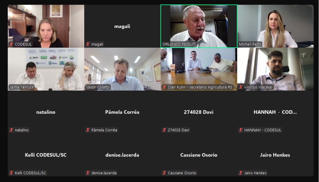 Questões relacionadas ao clima dominam reunião da Comissão de Agricultura do Codesul
